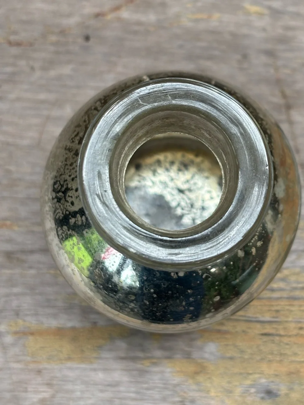Pottery Barn Mercury Glass Decorative Bottle with Glass Stopper 8 7/8”H